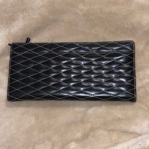 TUSK Black/Tan Leather Envelope Clutch/Wallet